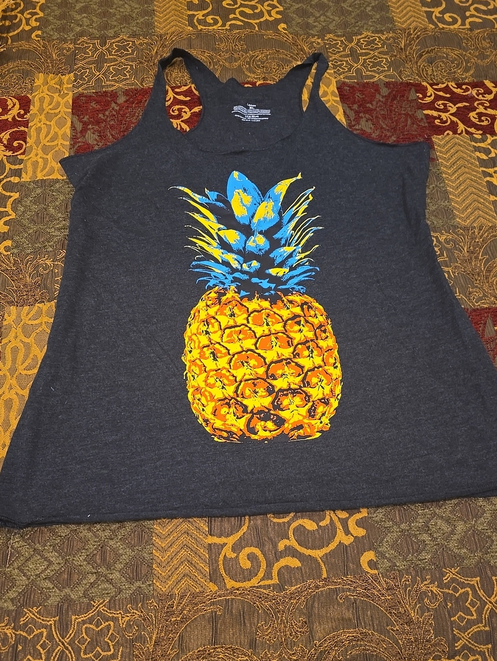 Charcoal Pineapple Graphic Racerback Tank Top